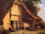 Ostade, Adriaen van A Peasant Family Outside a Cottage china oil painting reproduction